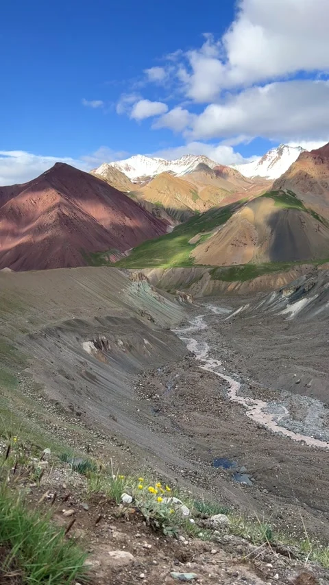 View of Lenin Peak, one of the highest peaks of Central Asia. Stock Footage 268754362