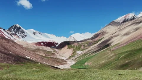 View of Lenin Peak, one of the highest peaks of Central Asia.  Stock Footage 270297585
