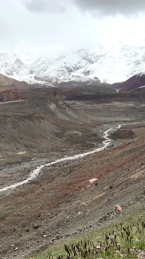 View of Lenin Peak, one of the highest peaks of Central Asia.  Stock Footage 270297973