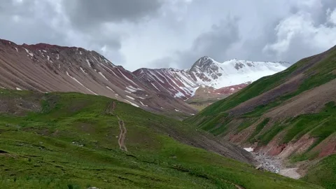 View of Lenin Peak, one of the highest peaks of Central Asia.  Stock Footage 270298122