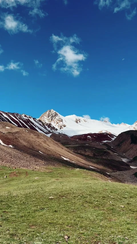 View of Lenin Peak, one of the highest peaks of Central Asia.  Stock Footage 270298347