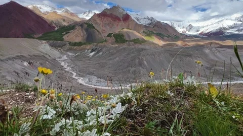 View of Lenin Peak, one of the highest peaks of Central Asia.  Stock Footage 270298651