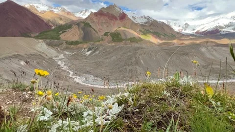 View of Lenin Peak, one of the highest peaks of Central Asia.  Stock Footage 270298668