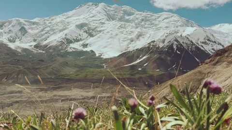 View of Lenin Peak, one of the highest peaks of Central Asia.  Stock Footage 270298834