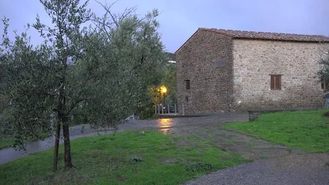 View of the Leonardo da Vinci house of birth in Anchiano,Vinci Stock Footage 85391599
