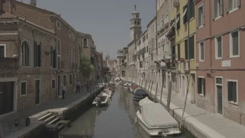 View of the less touristic canals of Venice, Italy Stock Footage 155865517