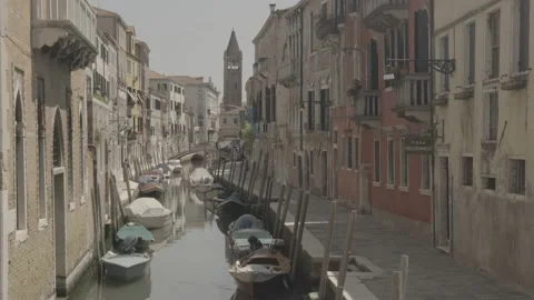 View of the less touristic canals of Venice, Italy Stock Footage 155873841