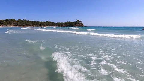 View of l'Estagnol bay, clear shallow water with small waves Stock-Footage 246699288