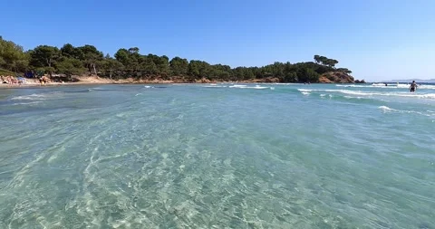 View of l'Estagnol bay, clear shallow water with small waves Stock-Footage 246699480