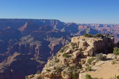 View of light colored rocks against dark rock in the background, Grand Canyon Stock-Fotos