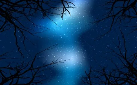View of light of galaxy and star on the sky Stock Illustration