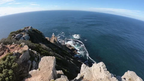 View of lighthouse and ocean at Cape point. Stock Footage 246476321