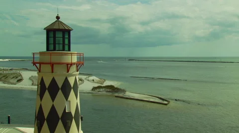 View of lighthouse and seascape Stock Footage 57815384
