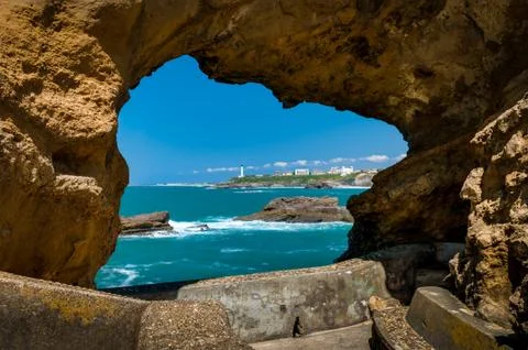 View of the lighthouse of Biarritz Stock Photos