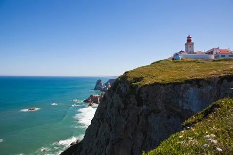 View to the lighthouse cabo da roca Stock Photos