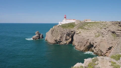View on Lighthouse of Cape St. Vincent Algarve Portugal Stock Footage 337484188