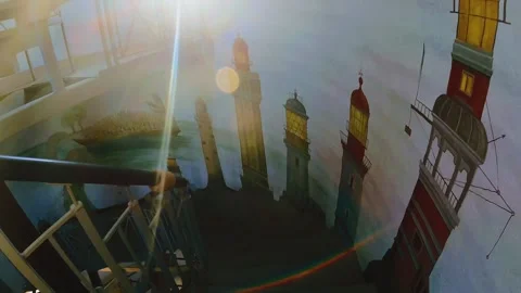 View of the lighthouse facade decor overview Stock Footage 251962268