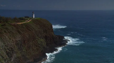 View of lighthouse at Hawaii coast Stock Footage 57815056