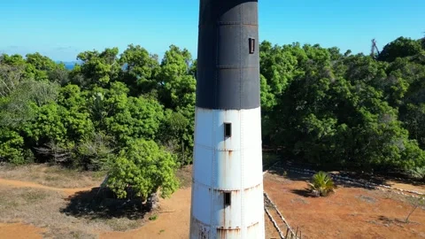 View from the lighthouse on the sand dune and the small Nosy Iranja. Madagascar Stock Footage 323788915