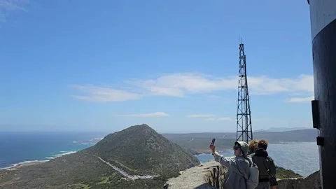 View from the Lighthouse Terrace, Cape Point, Cape Peninsula, South Africa 8K Stock Footage 347956759
