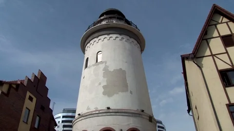 View of lighthouse tower in center of complex Fish Village. Stock Footage 111664452