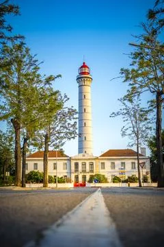 View on the lighthouse of Vila Real de Santo Antnio in the Algarve, Portugal Stock Photos