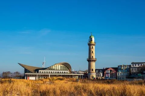 View to the Lighthouse in Warnemuende, Germany Foto stock