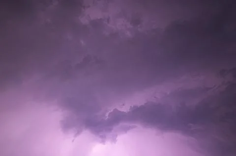 View of lightning in the sky at night Stock Photos