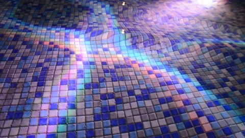View of the lights of the night fountain.  soft focus low lighting Stock Footage 138677813