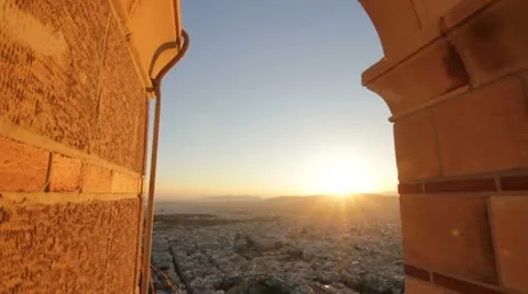 View from Likavitos mountain at sunset Stock Footage 12547443
