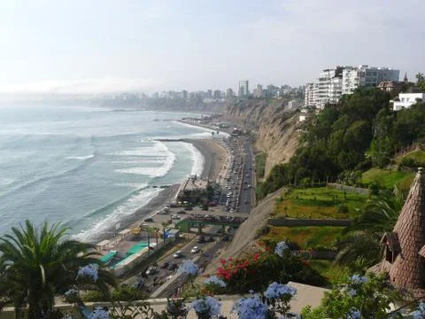 View to the Lima bay from Barranco Stock Photos