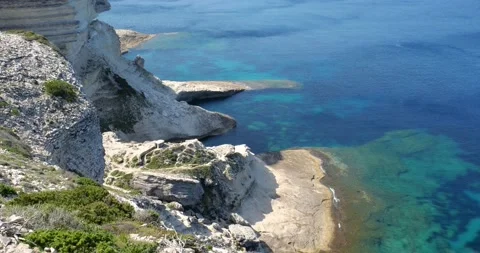 View of the limestone cliff of Bonifacio town in Corsica, France Stock Footage 195038922