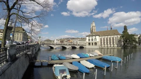 View on Limmat river in Zurich 4K 動画素材 49314482