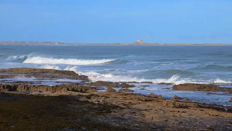View of Lindisfarne Stock Footage 321473327