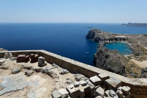 View from Lindos Acropolis Stock Photos