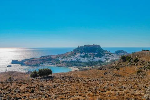 View of Lindos town Fotos de archivo