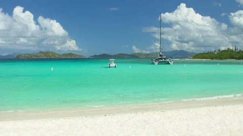 View of Lindquist Beach, St Thomas, United States Virgin Islands Stock Footage 69805013