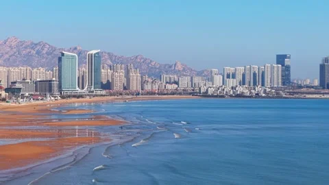 View of Lingshan bay in Qingdao Stock Footage 324860410