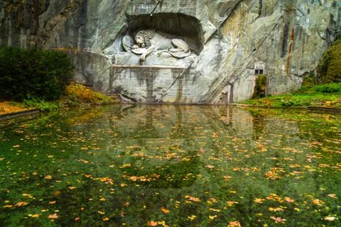 View of Lion Monument of Lucerne Foto stock