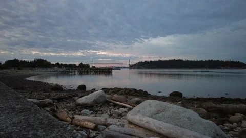 View Of Lions Gate Bridge From Rocky Beach  Stock Footage 201445541