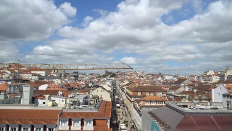 View of Lisbon from Arco Da Rua Video stock 88734375