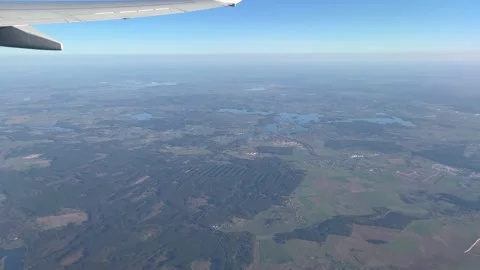 View of Lithuania from airplane window in May Stock Footage 194440521