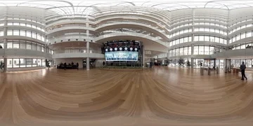 View of lobby and ticker tape in Tel Aviv Stock Exchange 360VR video panorama Видео 85643177