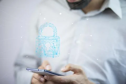 View of a Locker icon going out a smartphone interface Stock Photos