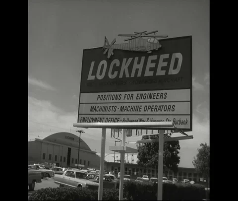 View of Lockheed billboard and Desilu Productions office - 1966 Stock Footage 101721744
