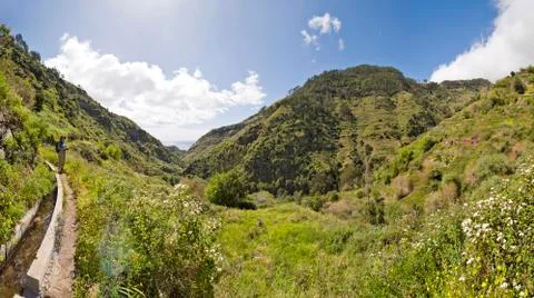 View of the lombo das tercas valley from the levada moinho, madeira, portugal Stock Photos
