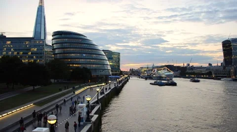 View from London Bridge Stock Footage 45892343