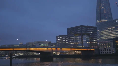 A view of the London bridge at night. Stock Footage 111960822