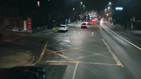 View of London streets during long winter nightfall  Stock Footage 297546879