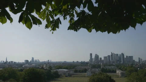 A view of London through leafy branches. Stock Footage 113734616